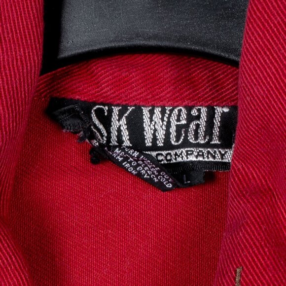 SK Wear VTG Vest L Womens Denim Red Buttons Feuilles D'Automne Floral Grapes - Picture 5 of 6